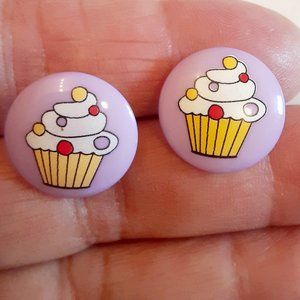 Novelty cup cake pierced earrings
